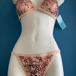 Holiday shop pink sequin bikini